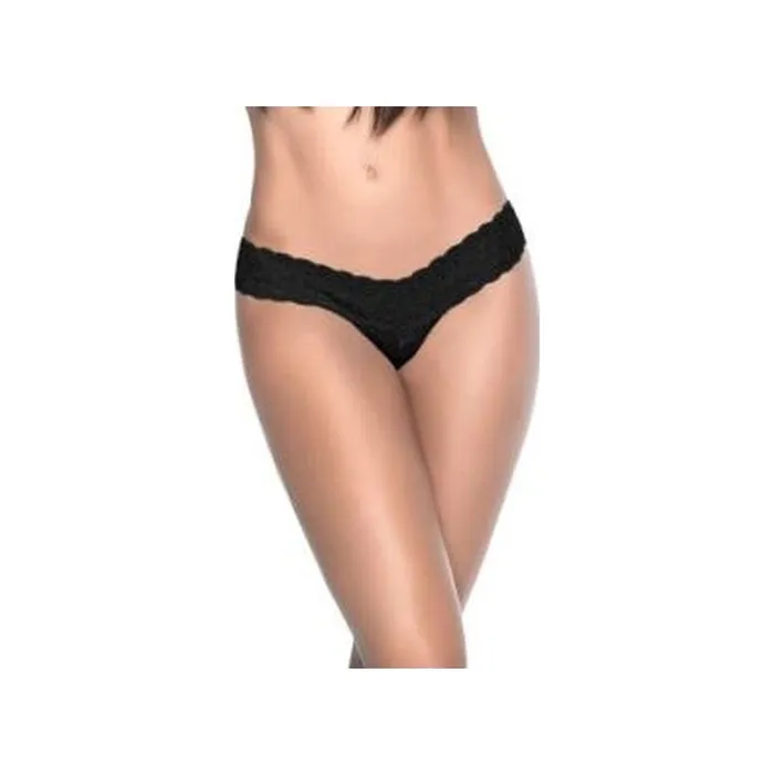 Anal Mapale Lace V Back Thong Black