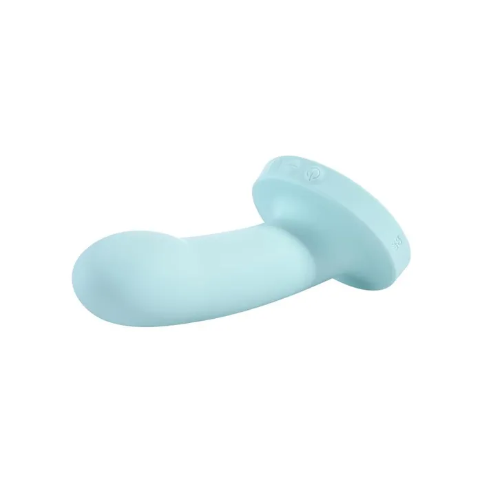 Myst 5in Vibrating Silicone Dildo Sky Blue Sport Sheets Female Sex Toys