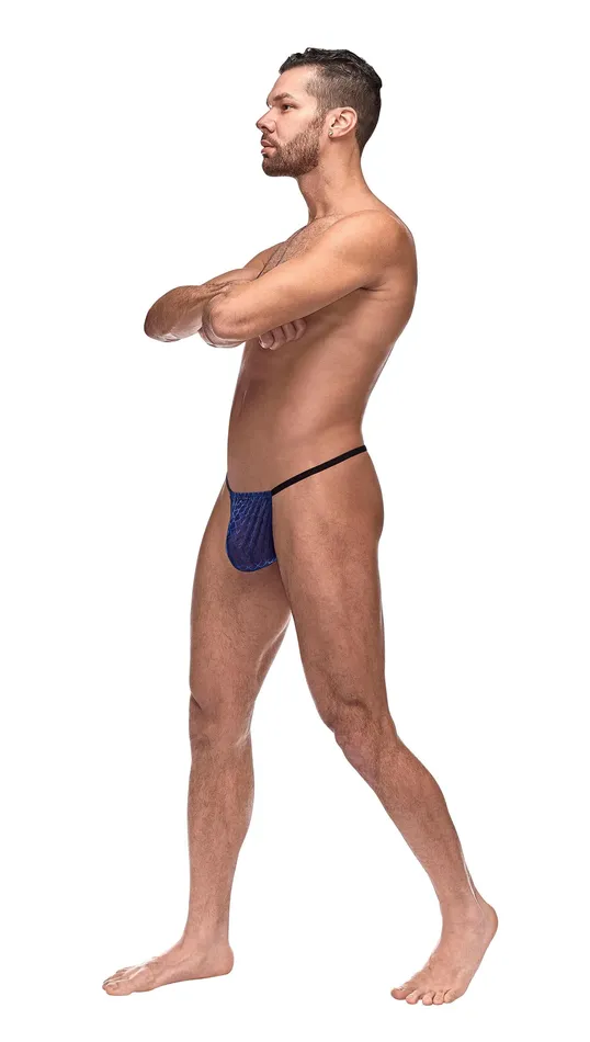 Male Power Female Sex Toys Mens Lingerie Diamond Mesh Posing Strap One Size Navy