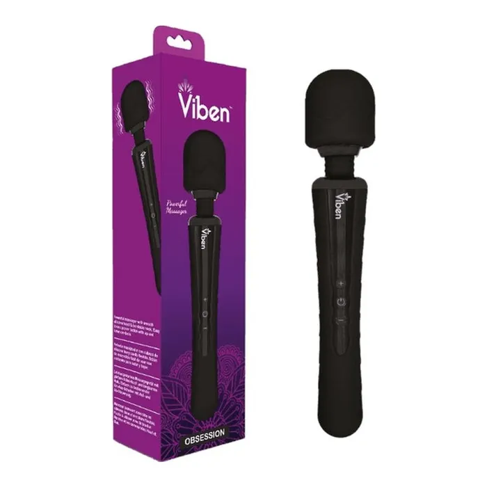 Viben Obsession Rechargeable Wand Massager Black Vibrant Vibes Australia Quality Sex Toys Great Prices Vibrators