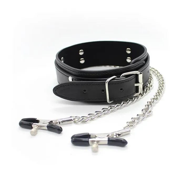 Collar With Nipple Clamps Love Cherry Female Sex Toys
