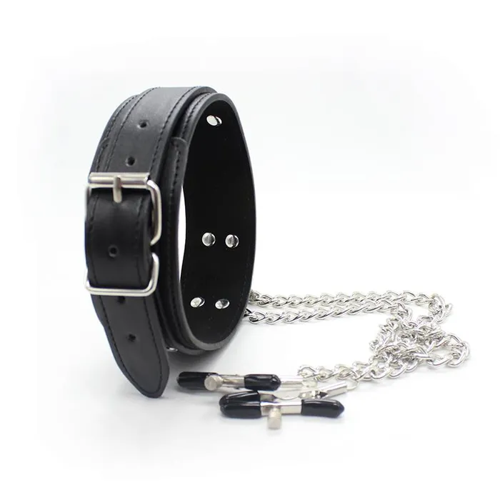Collar With Nipple Clamps Love Cherry Female Sex Toys