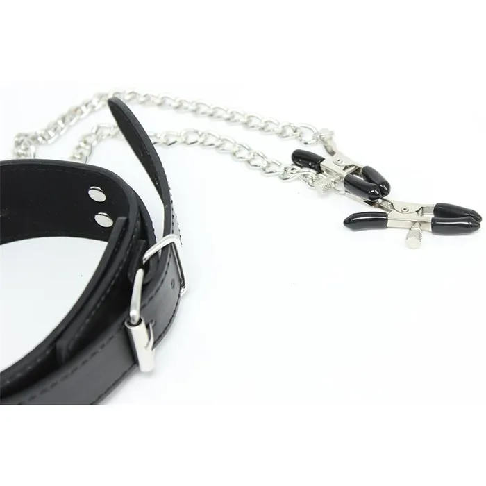 Collar With Nipple Clamps Love Cherry Female Sex Toys