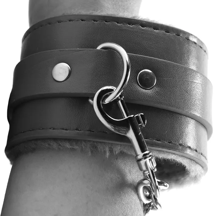 Anal Shots Toys Black White Plush Ankle Cuffs Anal Shots Toys Black White Plush Ankle Cuffs