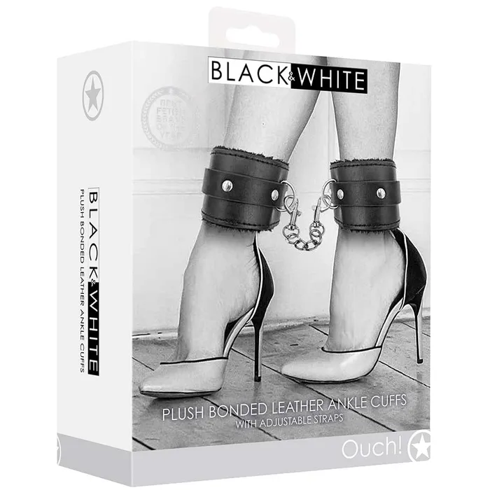 Anal Shots Toys Black White Plush Ankle Cuffs Anal Shots Toys Black White Plush Ankle Cuffs