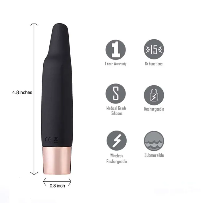 Aspen Wireless Bullet Vibrator Rechargeable with Flickering Tip 15 Vibration Patterns Maia Toys Female Sex Toys