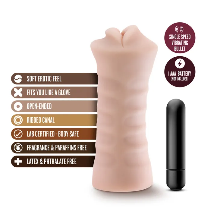 Blush Male Sex Toys M For Men By Blush Angie Realistic Vanilla Vibrating Masturbator Stroker