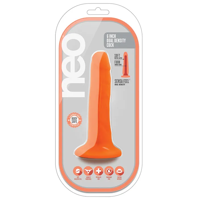 BLUSH Neo Dual Density CockNeon Orange 6 Dildos