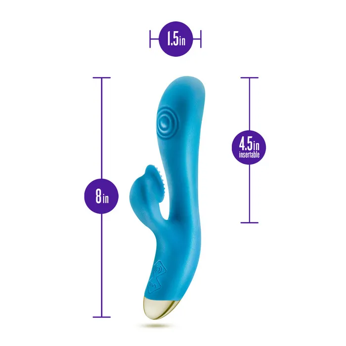 Blush Vibrators Aria By Blush Arousing AF Clitoris Tickler Dual Pulsations Blue Silicone Vibrator