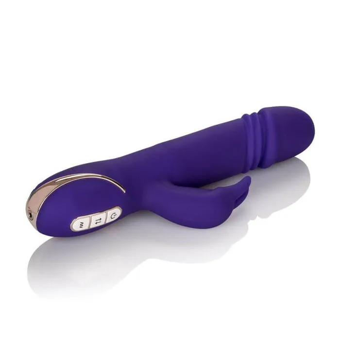 California Exotic Novelties Vibrators Premium Jack Rabbit Signature Silicone Thrusting Rabbit Vibrator Purple 7 Functions