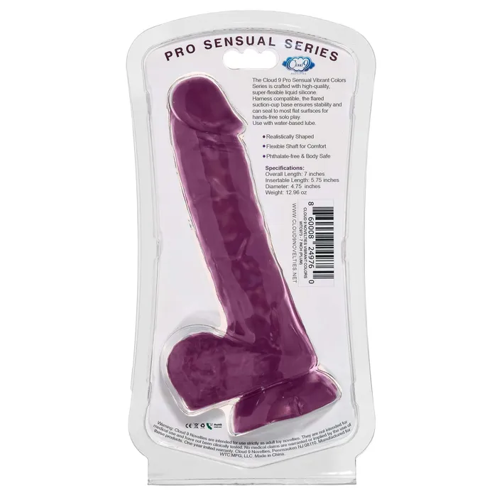 Dildos Cloud 9 Novelties Cloud 9 Vibrant Colors 7 inches Dildo Plum Pro Sensual Line