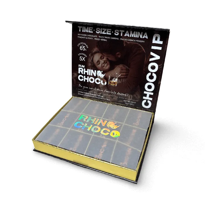 Dildos Rhino Rhino Rum Chocolate VIP Choco VIP with Dark Chocolate and Natural Enhancers 3 Pc 10g