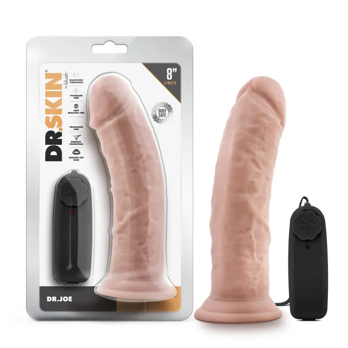 Dr Skin By Blush Dr Joe Realistic Vanilla 82Inch Long Remote Control Vibrating Dildo With Suction Cup Base Blush Dildos