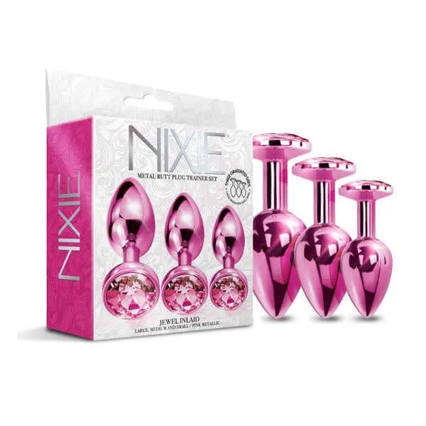 Global Novelties Anal Nixie Metal Plug Trainer Set Pink Metallic 3 Graduated Butt Plugs Global Novelties Anal Nixie Metal Plug Trainer Set Pink Metallic 3 Graduated Butt Plugs