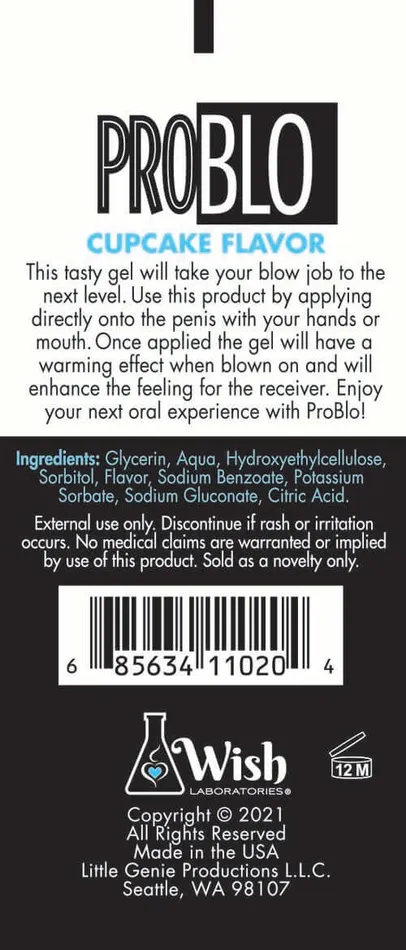 Little Genie Enhancers Problo Oral Pleasure Gel Cupcake Flavor 15 Oz