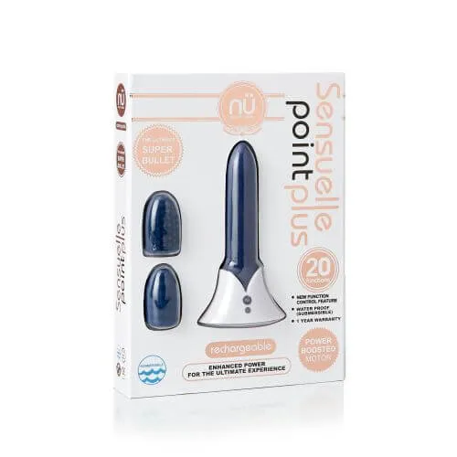 NU Sensuelle Point Plus 20Function Rechargeable Silicone Bullet Vibrator with Textured Tips Navy Blue Nu Sensuelle Female Sex Toys NU Sensuelle Point Plus 20Function Rechargeable Silicone Bullet Vibrator with Textured Tips Navy Blue Nu Sensuelle Female Sex Toys