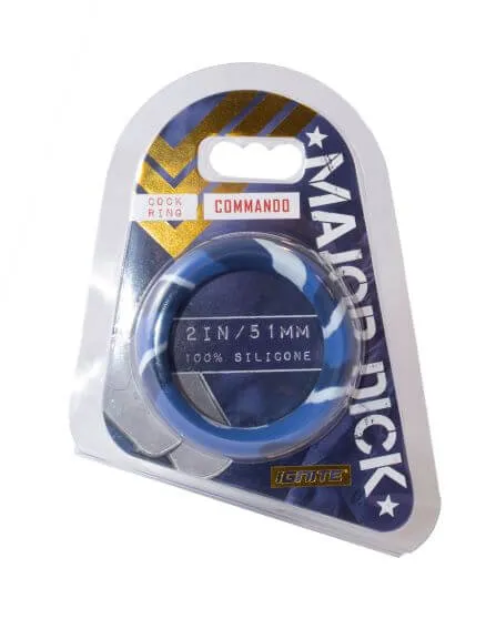 SI Novelties Vibrators MAJOR DICK COMMANDO SILICONE DONUT BLUE CAMO 20IN51MM