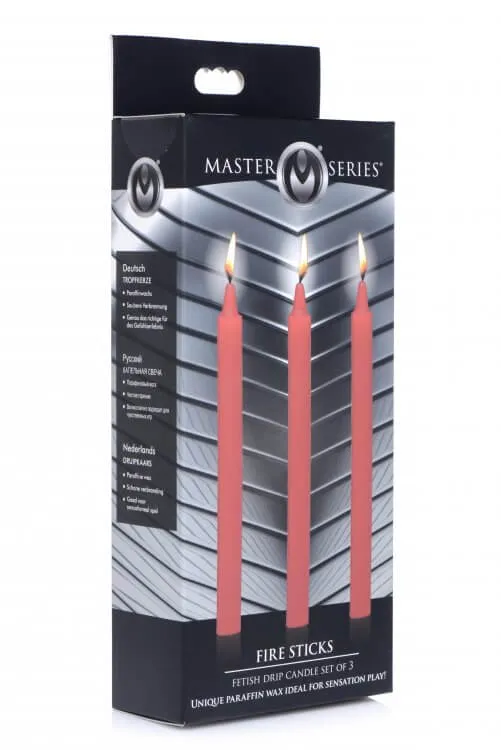 XR Brands Couples Master Series Fire Sticks Fetish Drip Candle Set Red Ignite Your Passion with Sensation Play